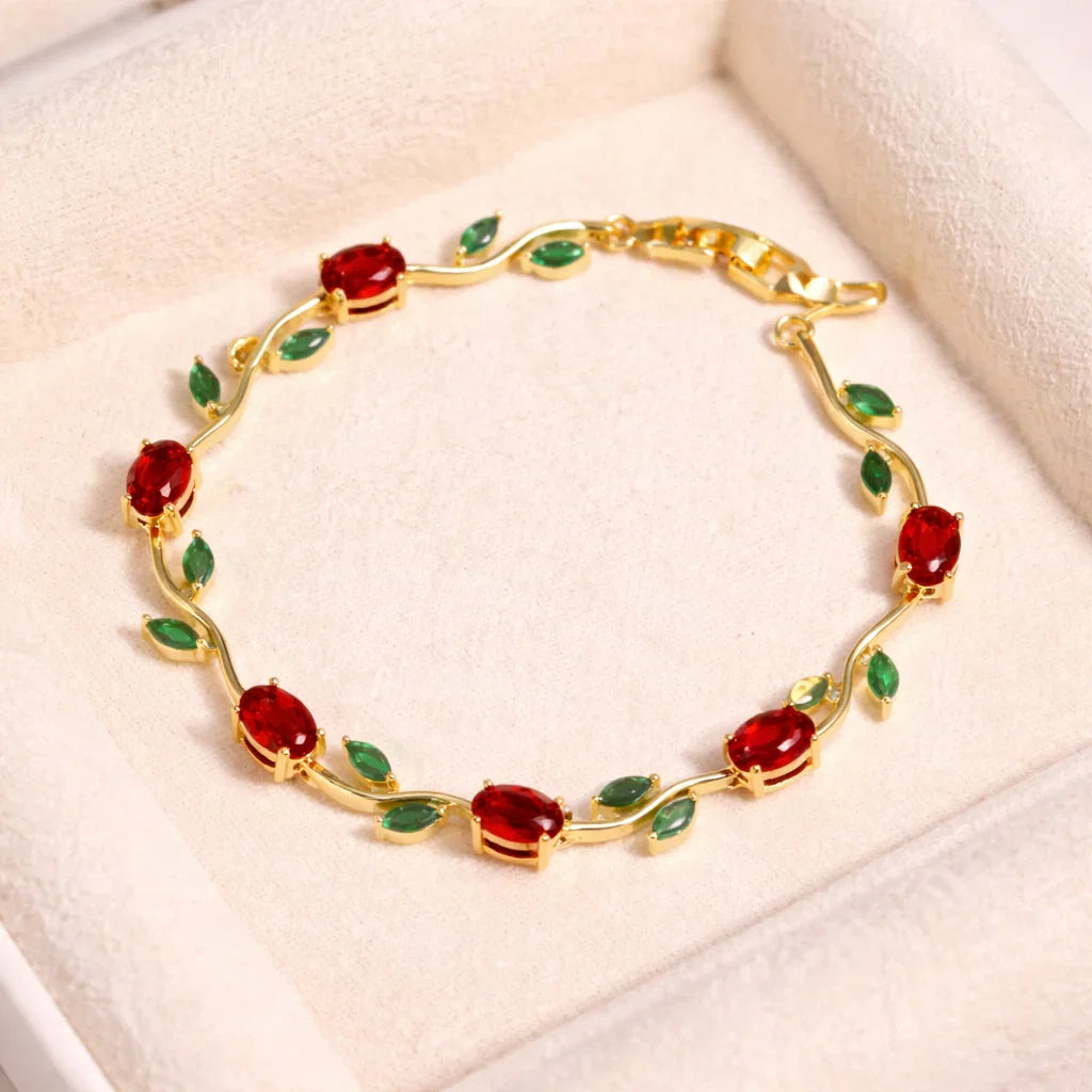 Gold Plated Crystal Stones Tulip Bracelet for Girls/Women