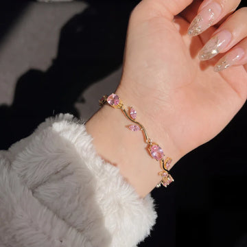 Gold Plated Crystal Stones Tulip Bracelet for Girls/Women
