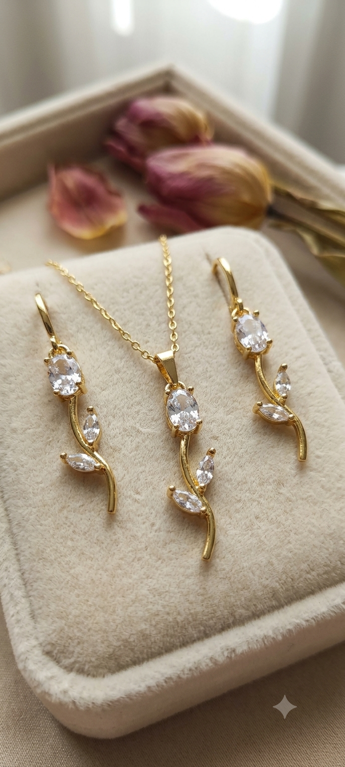 Blooming Tulip Gold & Ruby Gemstone Set