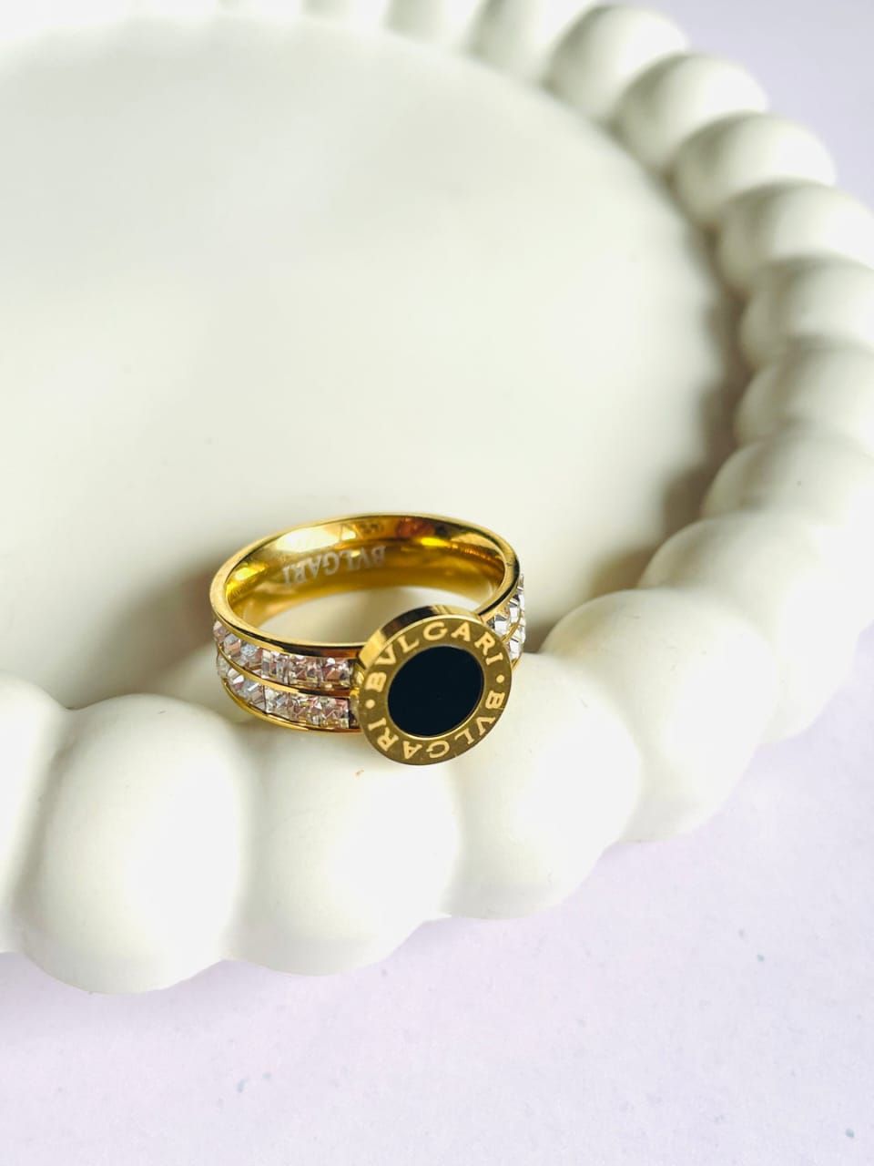 BVLGARI Zircon Black Stone Ring