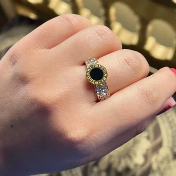 BVLGARI Zircon Black Stone Ring