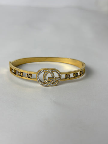 GG Luxury Crystal Cuff Bangle