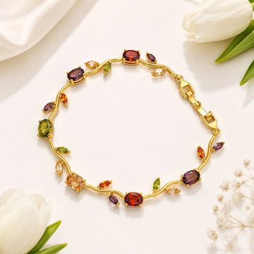 Gold Plated Crystal Stones Tulip Bracelet for Girls/Women