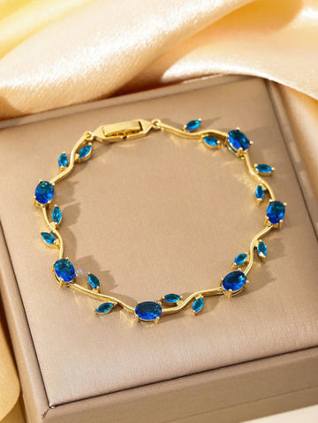 Gold Plated Crystal Stones Tulip Bracelet for Girls/Women