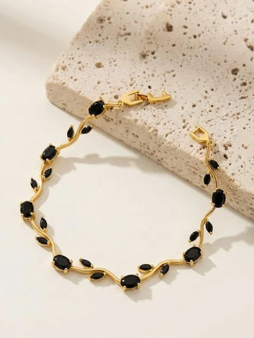 Gold Plated Crystal Stones Tulip Bracelet for Girls/Women
