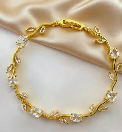 Gold Plated Crystal Stones Tulip Bracelet for Girls/Women