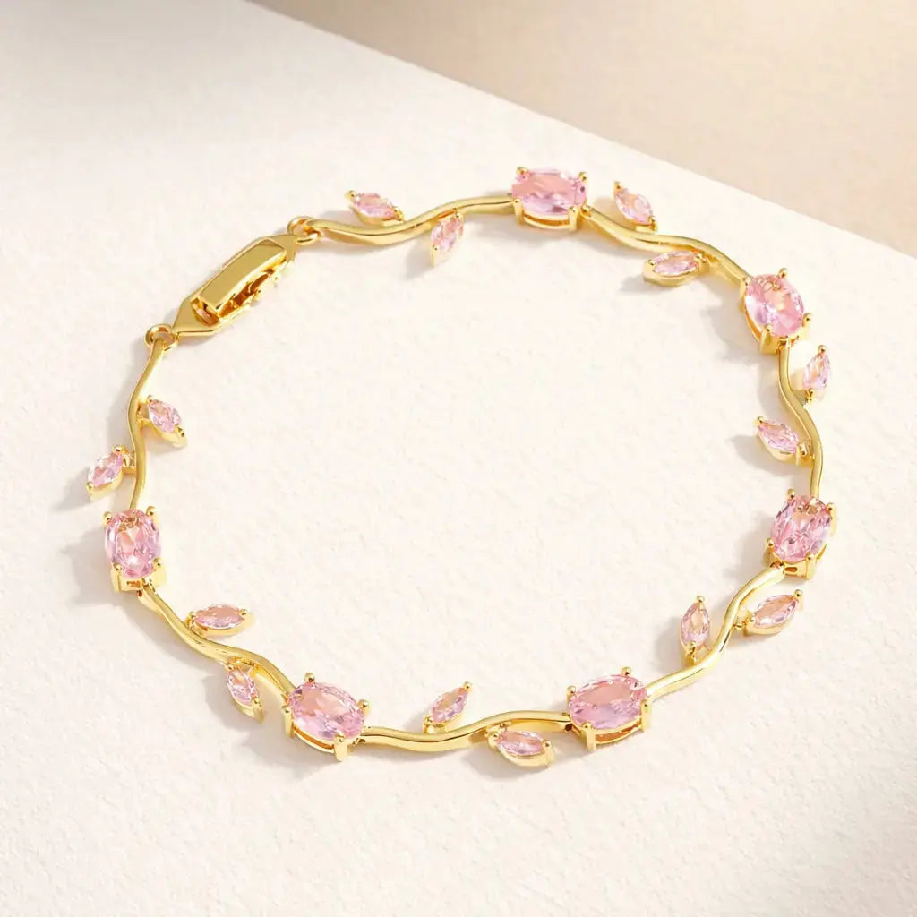 Gold Plated Crystal Stones Tulip Bracelet for Girls/Women